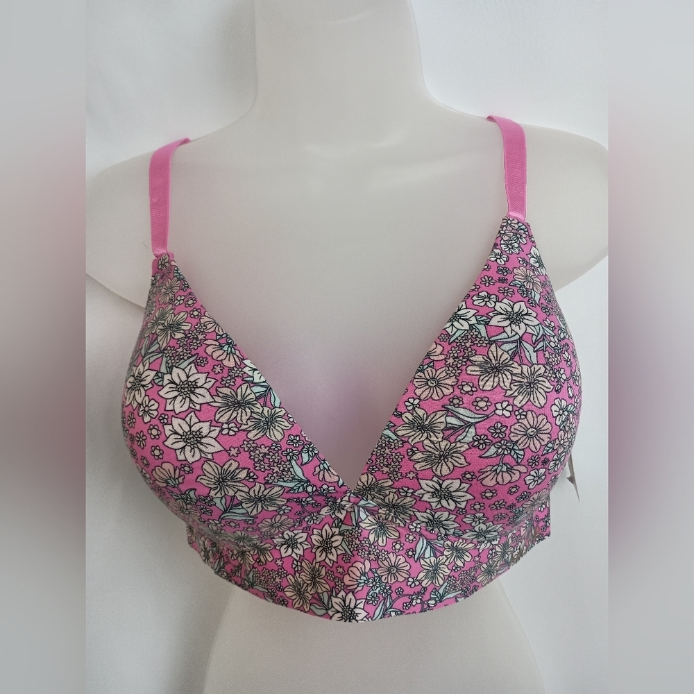 KENSIE Brand New 36DD Barbie Cottage Feminine Summer Floral Pink and White Bra‎